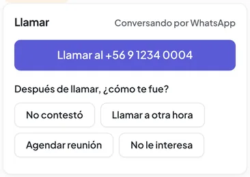 Parte de la ficha del lead en el celular del broker, con el botón para llamar.
