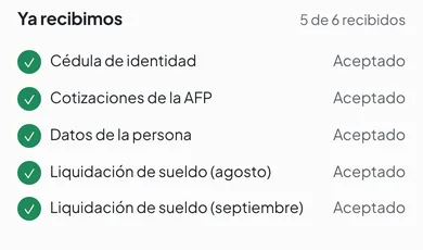 Parte de los documentos de una clienta, casi todos recibidos.